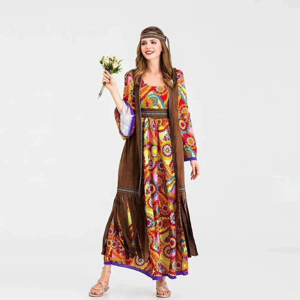 Goddess Halloween Costumes for Women's Peace & Love Costume, 1960s Indian Tasse